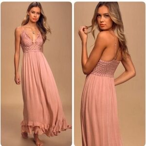 Free People Blush Lace Maxi Dress